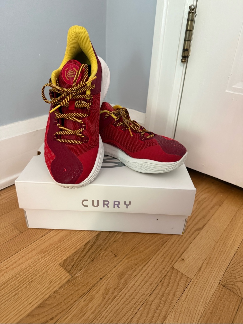 Under Armour Curry Men's Red with Yellow Athletic Shoes